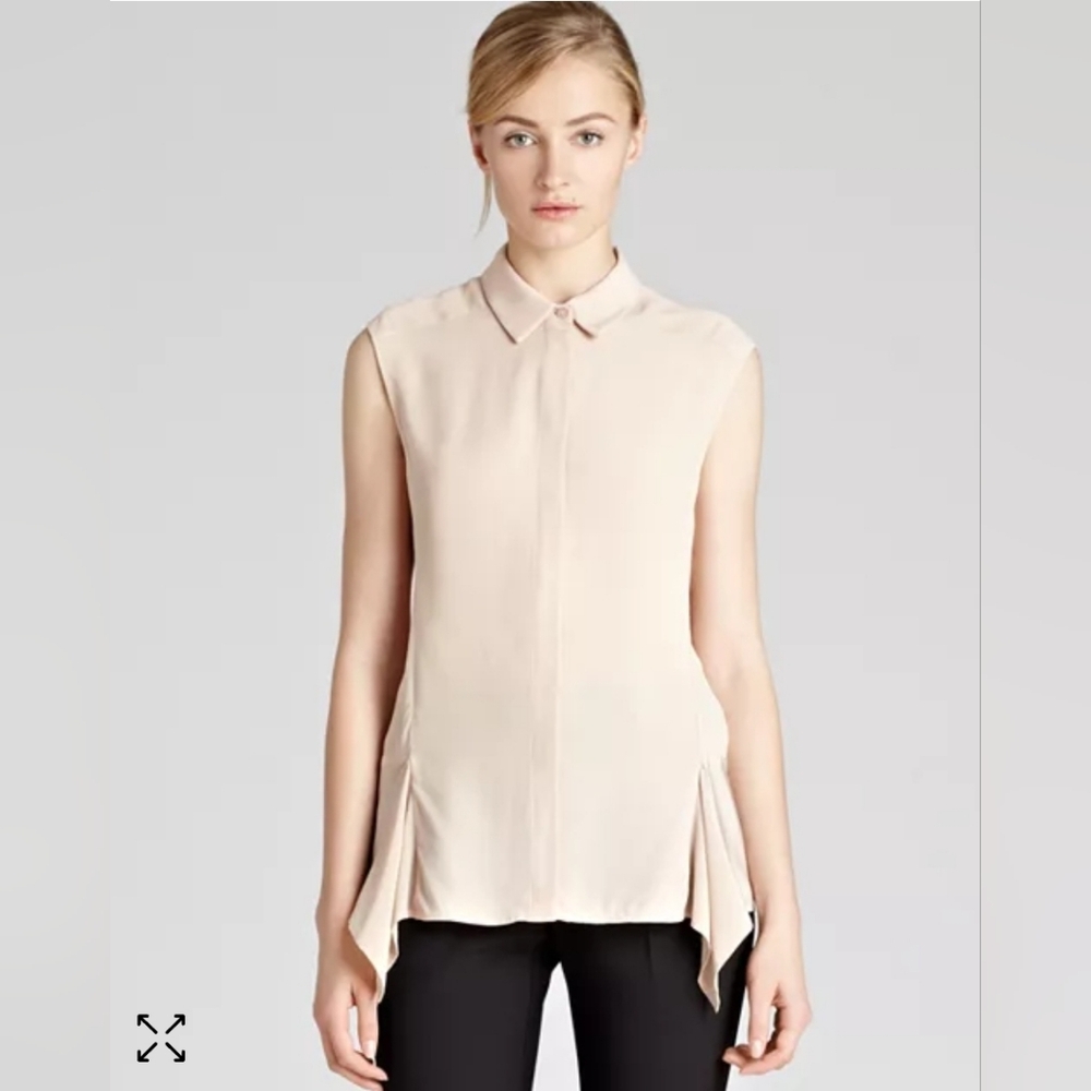 ❤️ REISS SILK TRIM SLEEVELESS BUTTON DOWN JOAN SHIRT / TOP, 2